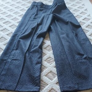 Wide-Leg Textured Navy Women's Pants
